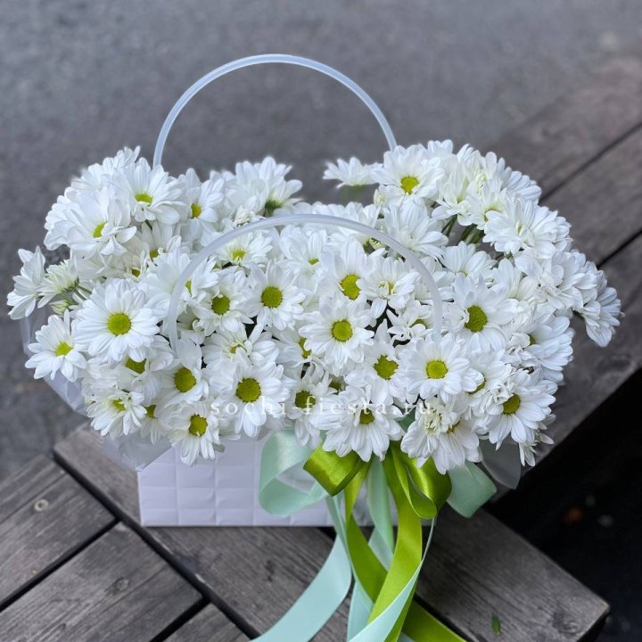 Сумка с хризантемами ромашками в Магнитогорске