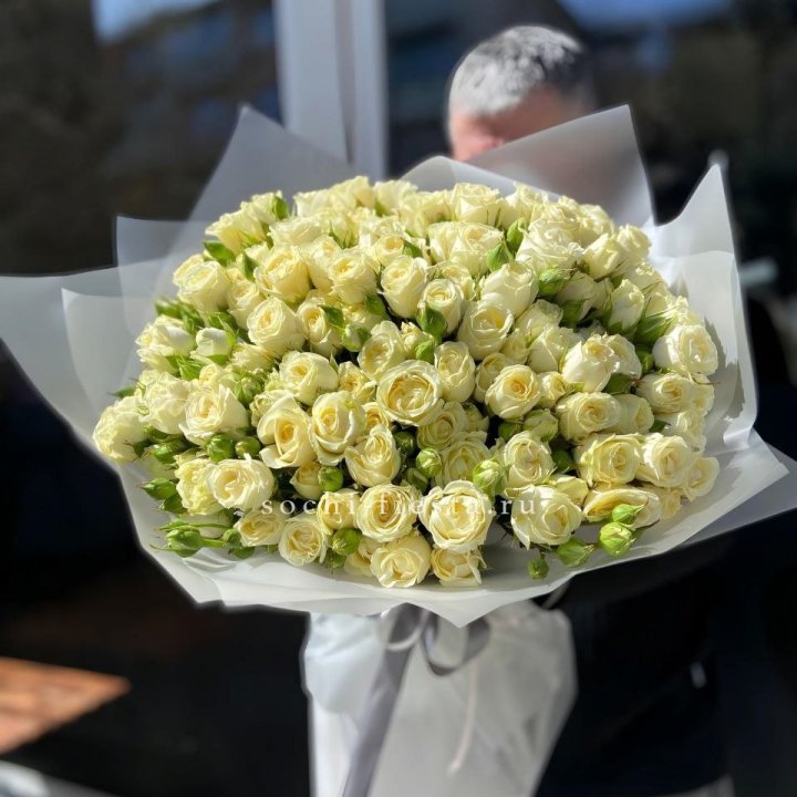 Белые кустовые розы 31 шт в Магнитогорске