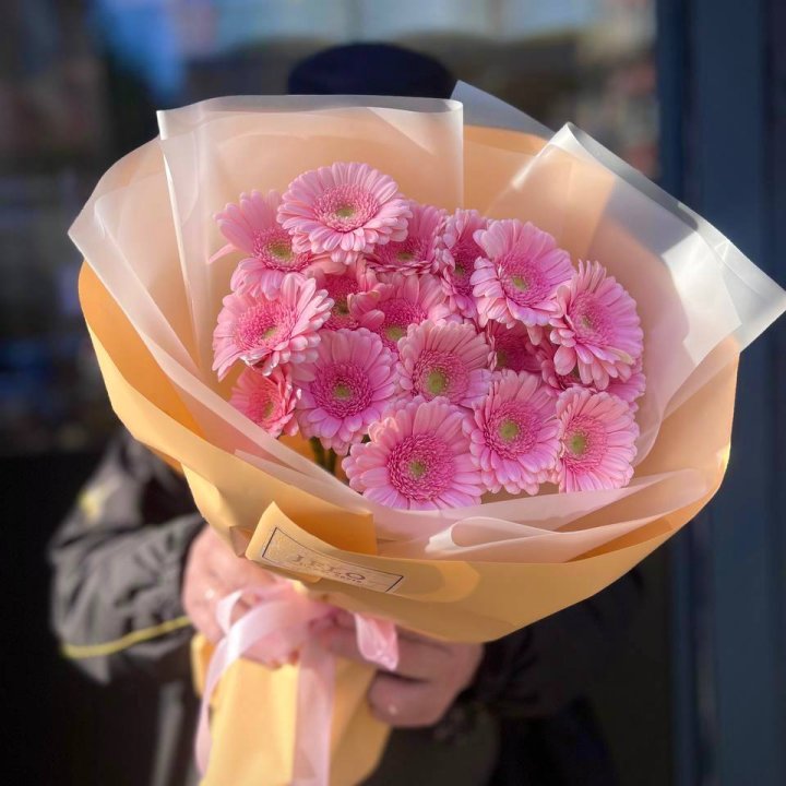 17 розовых гербер  в Магнитогорске