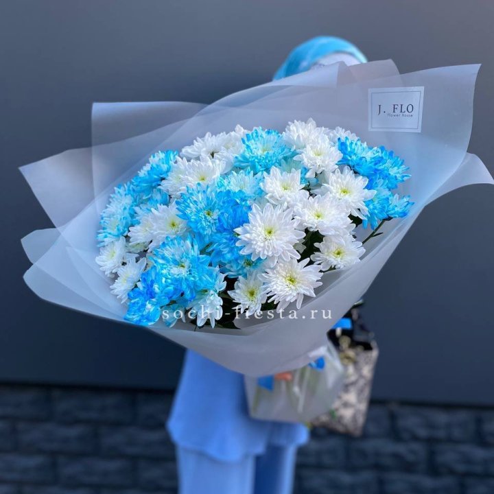 Букет хризантем "Голубая снежинка" в Магнитогорске