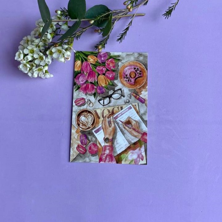 Открытка к букету "Леди на работе" в Магнитогорске