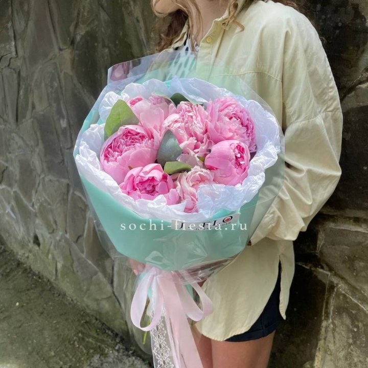 7 зефирных пионов в фоамиране в Магнитогорске