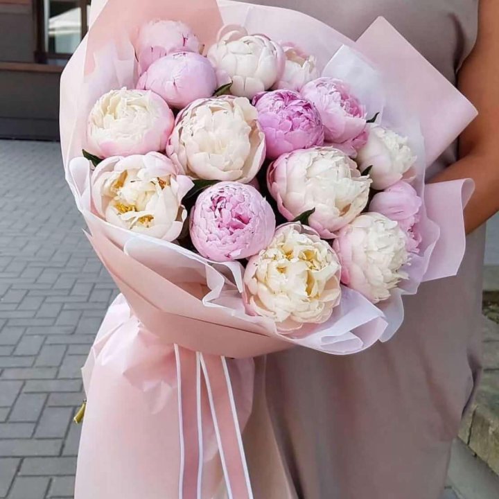 Букет пионов "Маршмелоу" в Магнитогорске