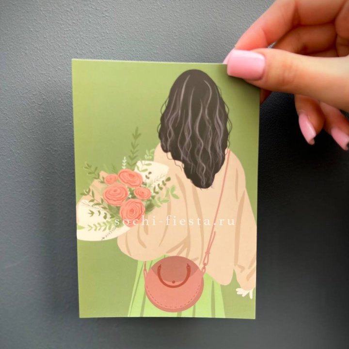 Открытка к букету "Потрясающая девушка" в Магнитогорске