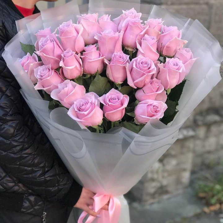 25 высоких розовых роз в Магнитогорске
