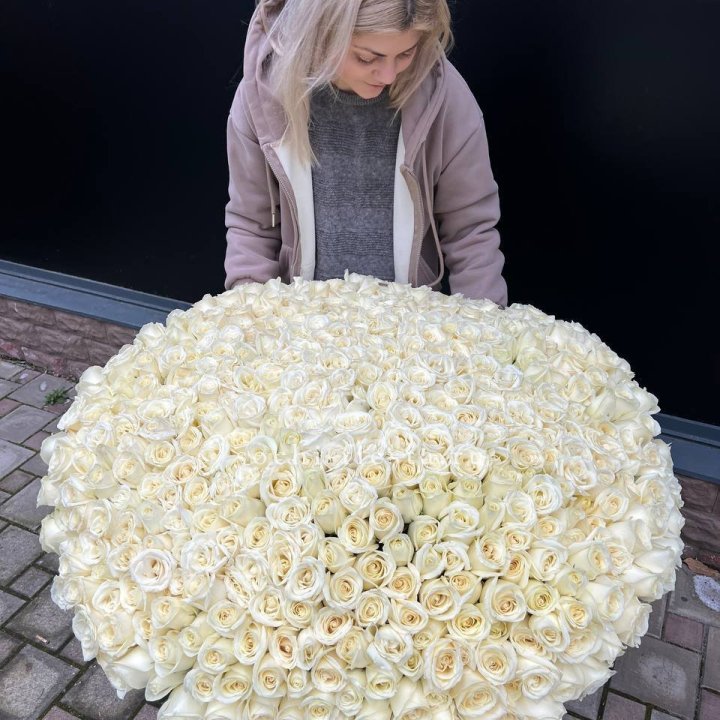 501 белая роза в корзине в Магнитогорске